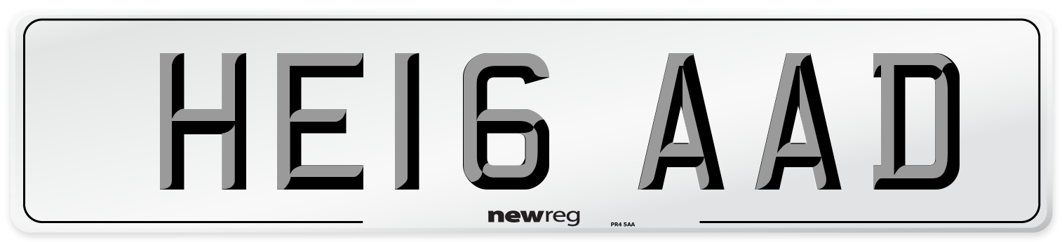 HE16 AAD Number Plate from New Reg
